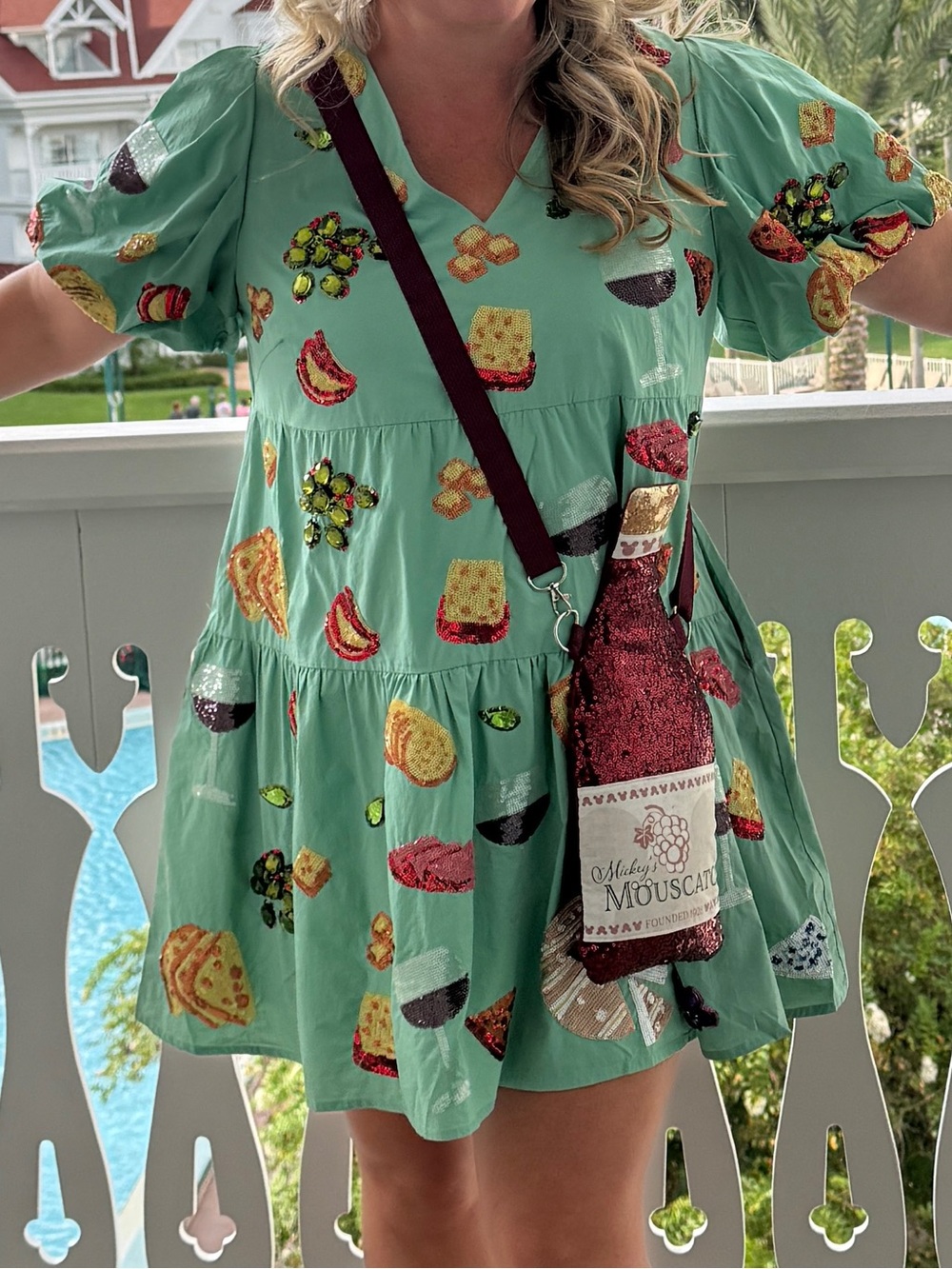 QOS Sequin EPCOT Charcuterie Tiered Dress